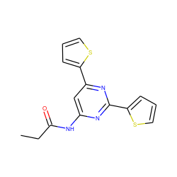 CCC(=O)Nc1cc(-c2cccs2)nc(-c2cccs2)n1 ZINC000066100181