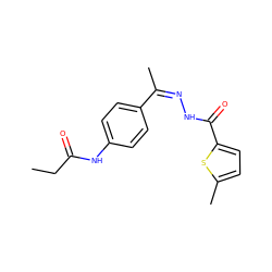 CCC(=O)Nc1ccc(/C(C)=N\NC(=O)c2ccc(C)s2)cc1 ZINC000013111558