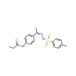 CCC(=O)Nc1ccc(/C(C)=N\NS(=O)(=O)c2ccc(C)cc2)cc1 ZINC000013108558