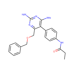 CCC(=O)Nc1ccc(-c2c(N)nc(N)nc2COCc2ccccc2)cc1 ZINC000014970698