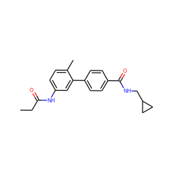 CCC(=O)Nc1ccc(C)c(-c2ccc(C(=O)NCC3CC3)cc2)c1 ZINC000040915794