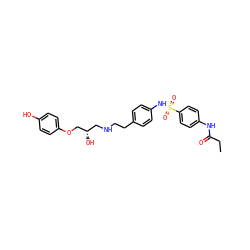 CCC(=O)Nc1ccc(S(=O)(=O)Nc2ccc(CCNC[C@H](O)COc3ccc(O)cc3)cc2)cc1 ZINC000034801570