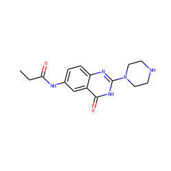 CCC(=O)Nc1ccc2nc(N3CCNCC3)[nH]c(=O)c2c1 ZINC000653723918