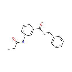 CCC(=O)Nc1cccc(C(=O)/C=C/c2ccccc2)c1 ZINC000004649240