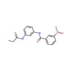 CCC(=O)Nc1cccc(NC(=O)c2cccc([N+](=O)[O-])c2)c1 ZINC000000444345
