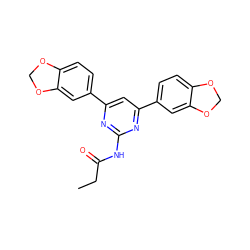 CCC(=O)Nc1nc(-c2ccc3c(c2)OCO3)cc(-c2ccc3c(c2)OCO3)n1 ZINC000066104690