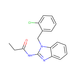 CCC(=O)Nc1nc2ccccc2n1Cc1ccccc1Cl ZINC000000499385