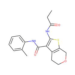 CCC(=O)Nc1sc2c(c1C(=O)Nc1ccccc1C)CCOC2 ZINC001772628727