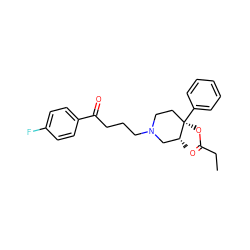 CCC(=O)O[C@@]1(c2ccccc2)CCN(CCCC(=O)c2ccc(F)cc2)C[C@H]1C ZINC000013860901