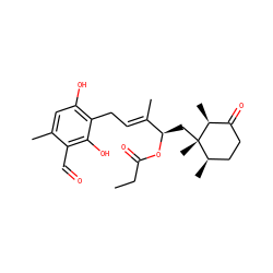 CCC(=O)O[C@H](C[C@@]1(C)[C@H](C)CCC(=O)[C@@H]1C)/C(C)=C/Cc1c(O)cc(C)c(C=O)c1O ZINC000013432957