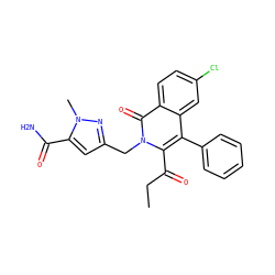 CCC(=O)c1c(-c2ccccc2)c2cc(Cl)ccc2c(=O)n1Cc1cc(C(N)=O)n(C)n1 ZINC000014208942