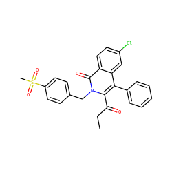 CCC(=O)c1c(-c2ccccc2)c2cc(Cl)ccc2c(=O)n1Cc1ccc(S(C)(=O)=O)cc1 ZINC000029063073