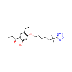 CCC(=O)c1cc(CC)c(OCCCCCC(C)(C)c2nnn[nH]2)cc1O ZINC000103262809