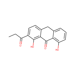 CCC(=O)c1ccc2c(c1O)C(=O)c1c(O)cccc1C2 ZINC000013606522