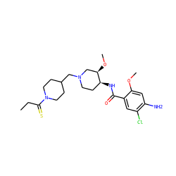 CCC(=S)N1CCC(CN2CC[C@H](NC(=O)c3cc(Cl)c(N)cc3OC)[C@H](OC)C2)CC1 ZINC000139470273