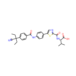 CCC(C#N)(CC)c1ccc(C(=O)Nc2ccc(-c3cnc(C(=O)N[C@H](C(=O)O)C(C)C)s3)cc2)cc1 ZINC000096272766