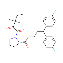 CCC(C)(C)C(=O)C(=O)N1CCC[C@H]1C(=O)CCCC(c1ccc(F)cc1)c1ccc(F)cc1 ZINC000013475365