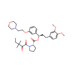 CCC(C)(C)C(=O)C(=O)N1CCC[C@H]1C(=O)O[C@H](CCc1ccc(OC)c(OC)c1)c1cccc(OCCN2CCOCC2)c1 ZINC000084689255