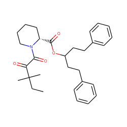 CCC(C)(C)C(=O)C(=O)N1CCCC[C@@H]1C(=O)OC(CCc1ccccc1)CCc1ccccc1 ZINC000029479315