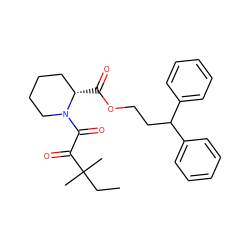 CCC(C)(C)C(=O)C(=O)N1CCCC[C@@H]1C(=O)OCCC(c1ccccc1)c1ccccc1 ZINC000029475426