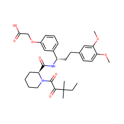 CCC(C)(C)C(=O)C(=O)N1CCCC[C@H]1C(=O)N[C@@H](CCc1ccc(OC)c(OC)c1)c1cccc(OCC(=O)O)c1 ZINC000084689545