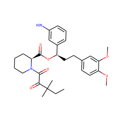 CCC(C)(C)C(=O)C(=O)N1CCCC[C@H]1C(=O)O[C@H](CCc1ccc(OC)c(OC)c1)c1cccc(N)c1 ZINC000027645690