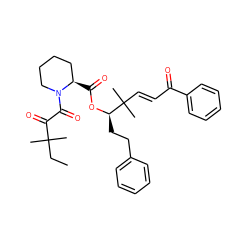 CCC(C)(C)C(=O)C(=O)N1CCCC[C@H]1C(=O)O[C@H](CCc1ccccc1)C(C)(C)/C=C/C(=O)c1ccccc1 ZINC000026977712