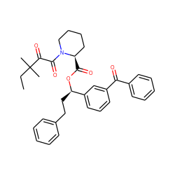 CCC(C)(C)C(=O)C(=O)N1CCCC[C@H]1C(=O)O[C@H](CCc1ccccc1)c1cccc(C(=O)c2ccccc2)c1 ZINC000026975808