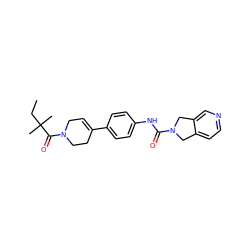 CCC(C)(C)C(=O)N1CC=C(c2ccc(NC(=O)N3Cc4ccncc4C3)cc2)CC1 ZINC000167099204