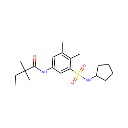 CCC(C)(C)C(=O)Nc1cc(C)c(C)c(S(=O)(=O)NC2CCCC2)c1 ZINC000045339476