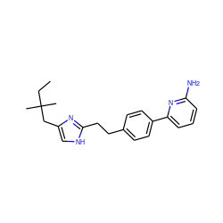 CCC(C)(C)Cc1c[nH]c(CCc2ccc(-c3cccc(N)n3)cc2)n1 ZINC000049070871