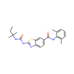 CCC(C)(C)NC(=O)Nc1nc2ccc(C(=O)Nc3c(C)cccc3C)cc2s1 ZINC000013534042