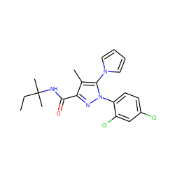 CCC(C)(C)NC(=O)c1nn(-c2ccc(Cl)cc2Cl)c(-n2cccc2)c1C ZINC000066259768