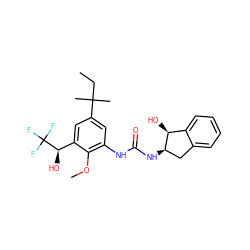 CCC(C)(C)c1cc(NC(=O)N[C@@H]2Cc3ccccc3[C@@H]2O)c(OC)c([C@@H](O)C(F)(F)F)c1 ZINC000143103929