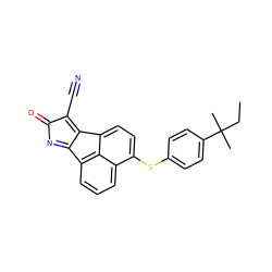 CCC(C)(C)c1ccc(Sc2ccc3c4c(C#N)c(=O)nc-4c4cccc2c43)cc1 ZINC000066074685