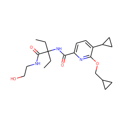 CCC(CC)(NC(=O)c1ccc(C2CC2)c(OCC2CC2)n1)C(=O)NCCO ZINC000206690566