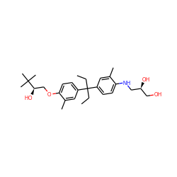 CCC(CC)(c1ccc(NC[C@@H](O)CO)c(C)c1)c1ccc(OC[C@@H](O)C(C)(C)C)c(C)c1 ZINC000028528437