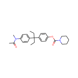 CCC(CC)(c1ccc(OC(=O)N2CCCCC2)cc1)c1ccc(N(C)C(C)=O)cc1 ZINC000028950176