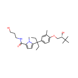 CCC(CC)(c1ccc(OC[C@H](O)C(C)(C)C)c(C)c1)c1ccc(C(=O)NCCCO)n1C ZINC000096285622