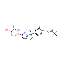 CCC(CC)(c1ccc(OCC(=O)C(C)(C)C)c(C)c1)c1ccc(C(=O)N[C@@H](C)C(=O)O)n1C ZINC000096285611