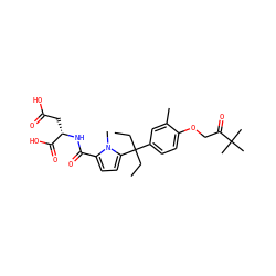 CCC(CC)(c1ccc(OCC(=O)C(C)(C)C)c(C)c1)c1ccc(C(=O)N[C@@H](CC(=O)O)C(=O)O)n1C ZINC000096285610