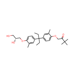 CCC(CC)(c1ccc(OCC(=O)C(C)(C)C)c(C)c1)c1ccc(OC[C@H](O)CO)c(C)c1 ZINC000064512815