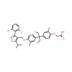 CCC(CC)(c1ccc(OCC(=O)O)c(C)c1)c1ccc(OCc2c(-c3c(Cl)cccc3Cl)noc2C(C)C)c(C)c1 ZINC000038156691