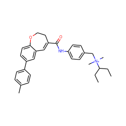 CCC(CC)[N+](C)(C)Cc1ccc(NC(=O)C2=Cc3cc(-c4ccc(C)cc4)ccc3OCC2)cc1 ZINC000013808556