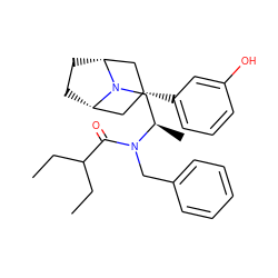 CCC(CC)C(=O)N(Cc1ccccc1)[C@H](C)CN1[C@H]2CC[C@@H]1C[C@H](c1cccc(O)c1)C2 ZINC000117301453