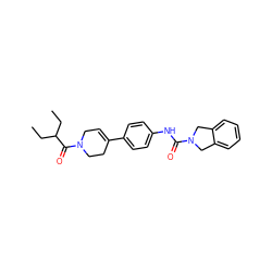 CCC(CC)C(=O)N1CC=C(c2ccc(NC(=O)N3Cc4ccccc4C3)cc2)CC1 ZINC000166875648