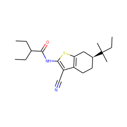 CCC(CC)C(=O)Nc1sc2c(c1C#N)CC[C@H](C(C)(C)CC)C2 ZINC000002745030