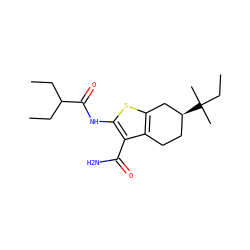 CCC(CC)C(=O)Nc1sc2c(c1C(N)=O)CC[C@H](C(C)(C)CC)C2 ZINC000000671045