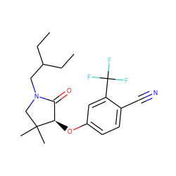 CCC(CC)CN1CC(C)(C)[C@H](Oc2ccc(C#N)c(C(F)(F)F)c2)C1=O ZINC000072119804