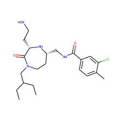 CCC(CC)CN1CC[C@@H](CNC(=O)c2ccc(C)c(Cl)c2)N[C@@H](CCN)C1=O ZINC000118695532